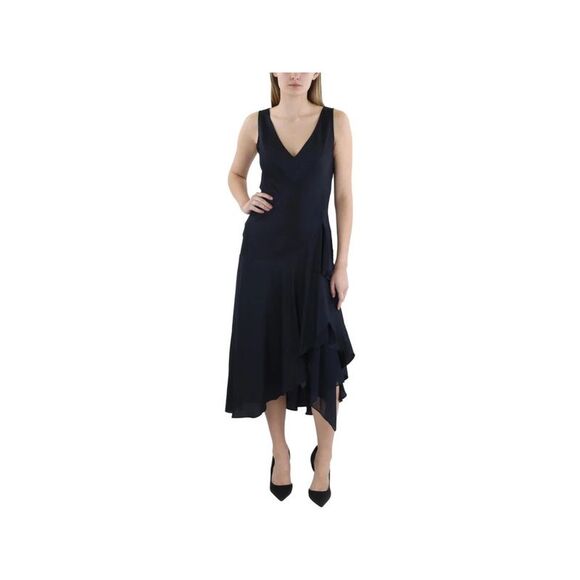 NWT DONNA KARAN NEW YORK Womens Navy Asymmetric Unlined Sleeveless